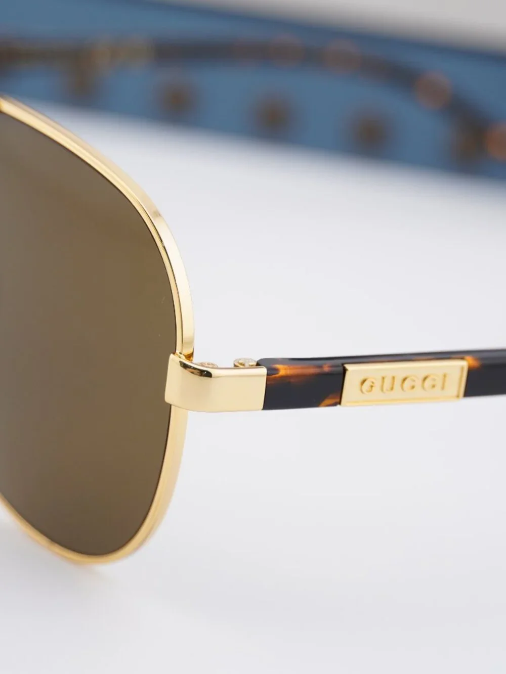 Gucci GG1163S 004 Aviator Sunglasses - Gold/Havana / Brown